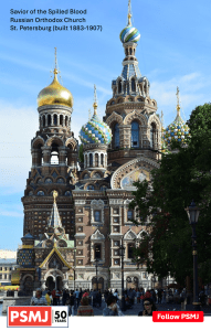 Image of Saviour of the Spilled Blood, Russian Orthodox Church, located in St Petersburg. It was built between 1883-1907